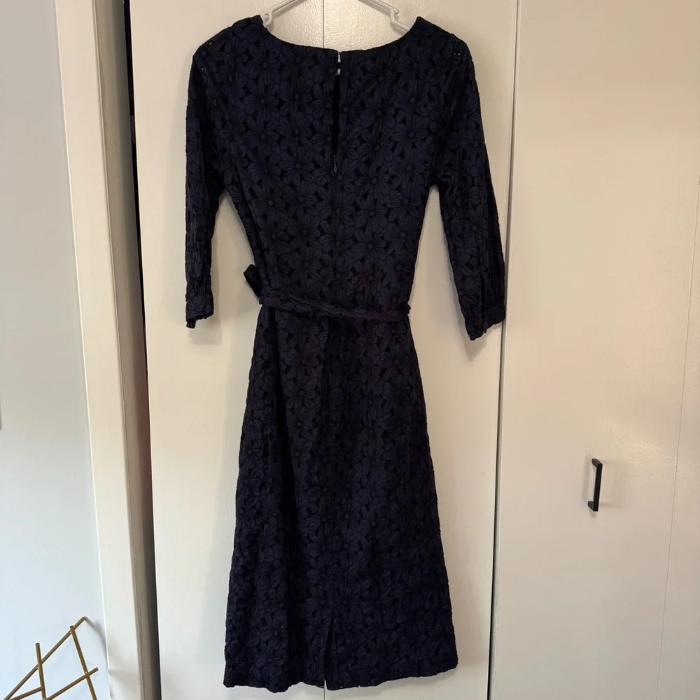 Boden Navy Claudette Broderie Midi Dress, Sz 6 - Picture 8 of 10